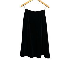 Vintage Louis Feraud Black Velvet Cotton A Line Full Midi Skirt Size Small